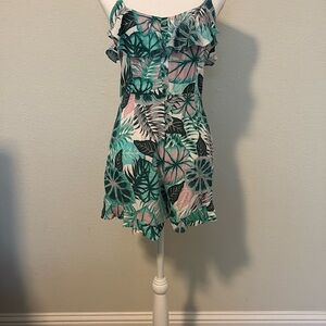 Charlotte Russe Tropical Print Jumpsuit - Small